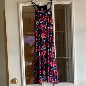 Floral swing dress thin strap super flowy and stretchy - pink, purple, blue